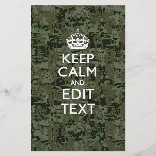 Ihr digitaler Text Camouflage Woodland Behalte Ruh Briefpapier (Vorderseite)