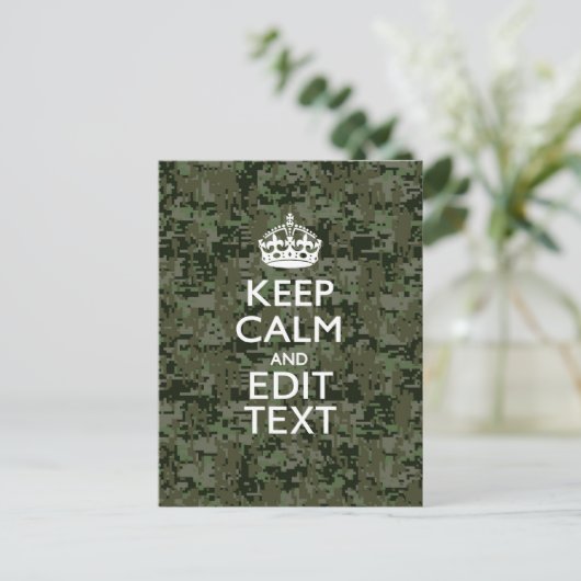 Ihr digitaler Text Camouflage Woodland Behalte Ruh Postkarte (Stehend Vorderseite)