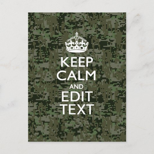 Ihr digitaler Text Camouflage Woodland Behalte Ruh Postkarte (Vorderseite)