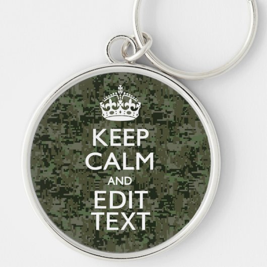 Ihr digitaler Text Camouflage Woodland Behalte Ruh Schlüsselanhänger (Vorne)