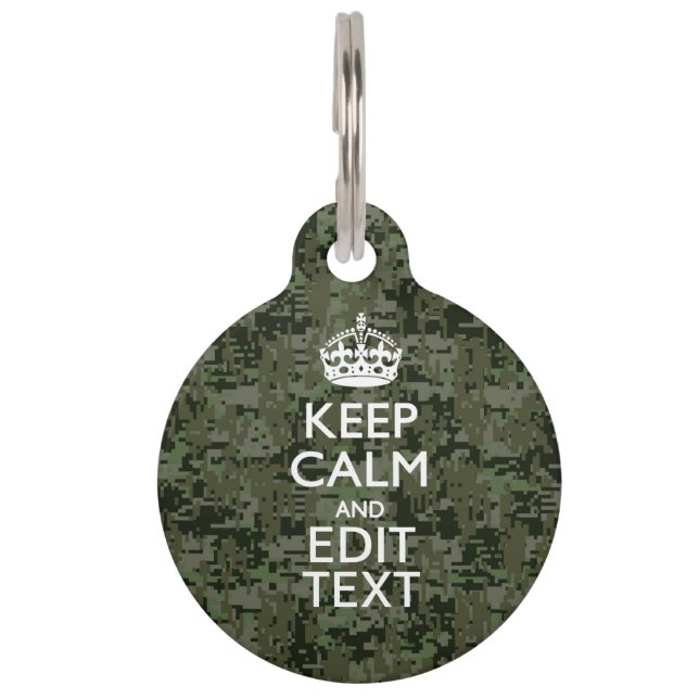 Ihr digitaler Text Camouflage Woodland Behalte Ruh Tiernamensmarke (Vorderseite)