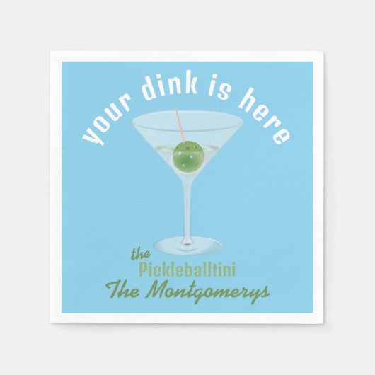 Ihr Dink ist hier Custom Pickle Martini - Blau Serviette (Vorderseite)