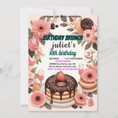 Ihr Donut Pancake Erwachsenen rosa Brunch 30. Gebu Einladung (Vorderseite)