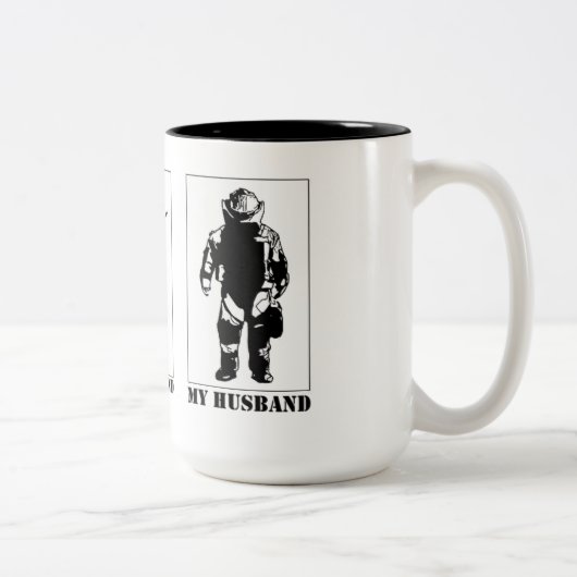 Ihr Ehemann… Ihr Ehemann… mein Ehemannkaffee c Zweifarbige Tasse (Rechts)