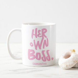 Ihr eigener Chef Pink Unternehmerin Geschäftsfrau Kaffeetasse