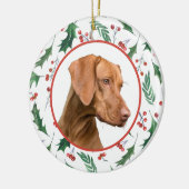 Ihr eigener Hund Foto Vorlage Red Berry Holly Bord Keramik Ornament (Links)