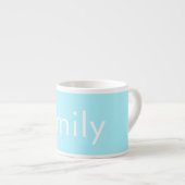 Ihr eigener Name oder Wort | Soft Sky Blue Espressotasse (Vorderseite Rechts)