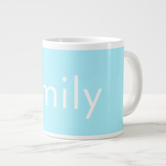 Ihr eigener Name oder Wort | Soft Sky Blue Jumbo-Tasse (Vorderseite Rechts)