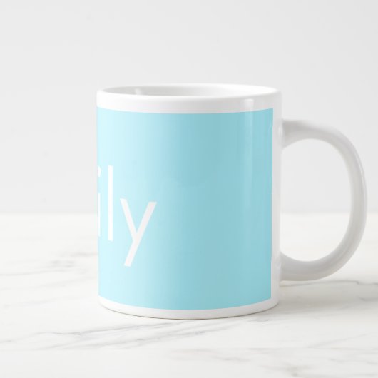 Ihr eigener Name oder Wort | Soft Sky Blue Jumbo-Tasse (Rechts)