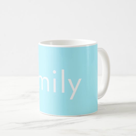 Ihr eigener Name oder Wort | Soft Sky Blue Kaffeetasse (VorderseiteRechts)