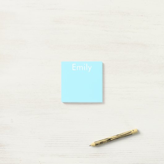 Ihr eigener Name oder Wort | Soft Sky Blue Post-it Klebezettel (Auf Schreibtisch)