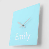 Ihr eigener Name oder Wort | Soft Sky Blue Quadratische Wanduhr (Winkel)
