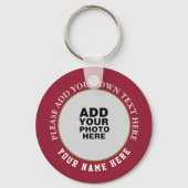 Ihr eigener Name, Text & Foto auf roter Seite Schlüsselanhänger (Vorderseite)