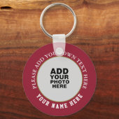Ihr eigener Name, Text & Foto auf roter Seite Schlüsselanhänger (Rückseite)