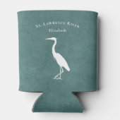 Ihr eigener Text aquamarin Blue Heron Egret Silhou Dosenkühler (Rückseite)