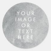 Ihr eigener Text Aquarellfarbeneffekt grau Runder Aufkleber (Vorderseite)