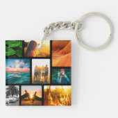 Ihr eigenes 18-Foto Collage Gerahmt Black Schlüsselanhänger (Rückseite)