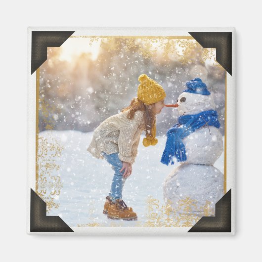 Ihr eigenes Bild | Vintage Foto-Ecken Magnet (Vorne)