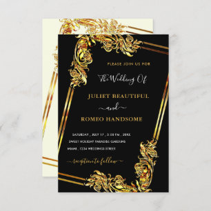 Ihr eigenes Design Art Black Gold Hochzeit Einladu