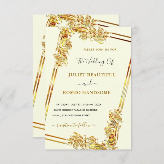 Ihr eigenes Design Art Gerahmt Gold Hochzeit Einla (Vorne/Hinten)