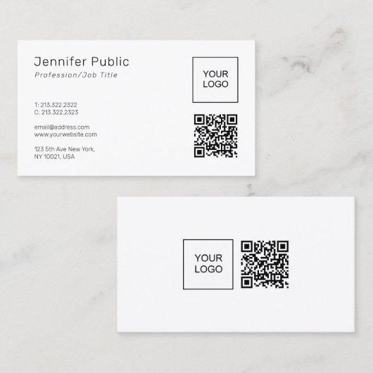 Ihr eigenes Firmenlogo QR-Code Elegantes Template Visitenkarte (Vorne/Hinten)