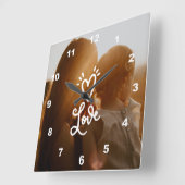 Ihr eigenes Foto Liebe Herzlich willkommen Quadratische Wanduhr (Winkel)