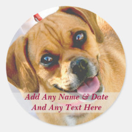 Ihr eigenes Foto und benutzerdefinierte Textkleber Runder Aufkleber