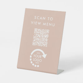 IHR EIGENES LOGO Beige QR Code Menü Signieren Sockelschild
