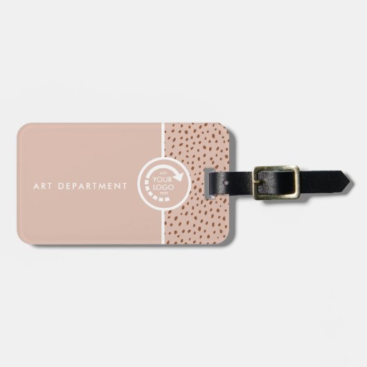 Ihr eigenes LOGO Trendy Beige & Terracotta Dots Gepäckanhänger (Vorderseite horizontal)