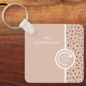 Ihr eigenes LOGO Trendy Beige & Terracotta Dots Schlüsselanhänger (Vorderseite)