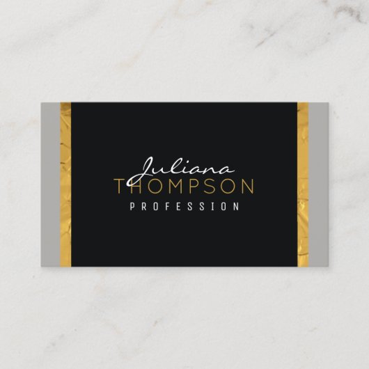 Ihr eleganter Luxus in Schwarz, Gold und Grau Visitenkarte (Vorderseite)