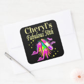 IHR FABULOUS 50. PERSONALISIERTES DESIGN QUADRATISCHER AUFKLEBER (Umschlag)
