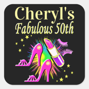 IHR FABULOUS 50. PERSONALISIERTES DESIGN QUADRATISCHER AUFKLEBER