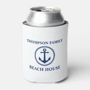 Ihr Familienname Beach House Sea Anchor White Blue Dosenkühler