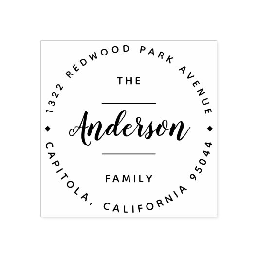 Ihr Familienname | Handgeschriebene Skriptadresse Gummistempel (Prägung)