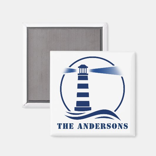Ihr Familienname oder Text Lighthouse Ozeanwellen Magnet (Vorderseite/Rückseite)