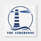 Ihr Familienname oder Text Lighthouse Ozeanwellen Magnet (Vorne)