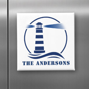 Ihr Familienname oder Text Lighthouse Ozeanwellen Magnet