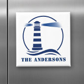 Ihr Familienname oder Text Lighthouse Ozeanwellen Magnet