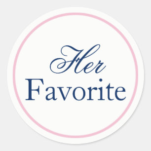 "Ihr Favorit" Hochzeitsaufkleber Rosa/Navy Runder Aufkleber
