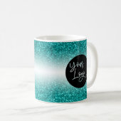 Ihr Firmenlogo, Aquamariner Glitzer und Black Ombr Kaffeetasse (VorderseiteRechts)