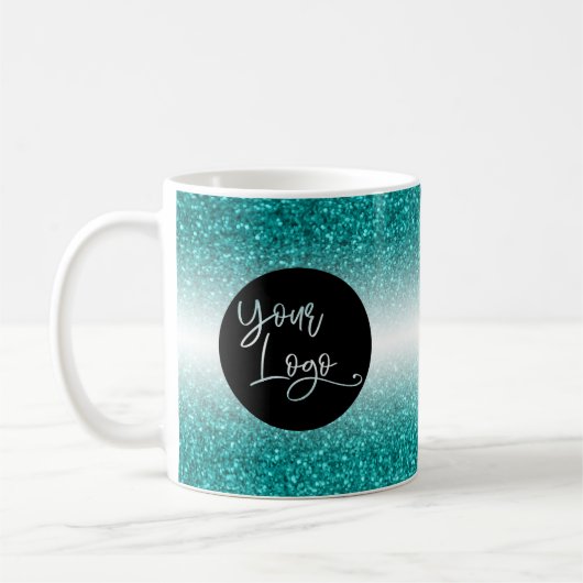 Ihr Firmenlogo, Aquamariner Glitzer und Black Ombr Kaffeetasse (Links)