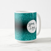 Ihr Firmenlogo, Aquamariner Glitzer und Black Ombr Kaffeetasse (VorderseiteRechts)