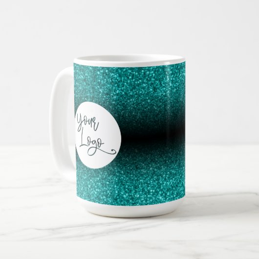 Ihr Firmenlogo, Aquamariner Glitzer und Black Ombr Kaffeetasse (Vorderseite Links)