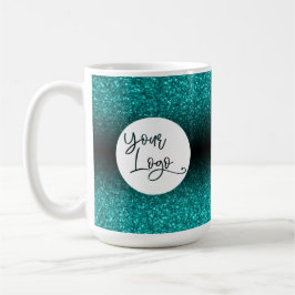Ihr Firmenlogo, Aquamariner Glitzer und Black Ombr Kaffeetasse