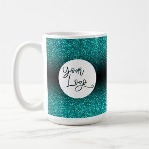 Ihr Firmenlogo, Aquamariner Glitzer und Black Ombr Kaffeetasse