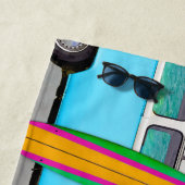 Ihr Firmenlogo Beach Blue Van & Surfboard Beach Strandtuch (Beispiel)