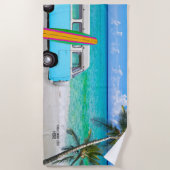 Ihr Firmenlogo Beach Blue Van & Surfboard Beach Strandtuch (Vorderseite)