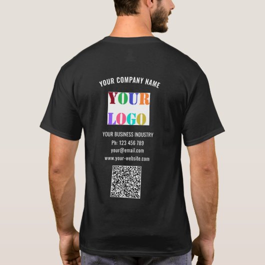 Ihr Firmenlogo Benutzerdefinierter Text mit QR-T - T-Shirt (Rückseite)