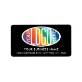 Ihr Firmenlogo Einfache Schwarze Rücksendeadresse Adressaufkleber (Vorne)